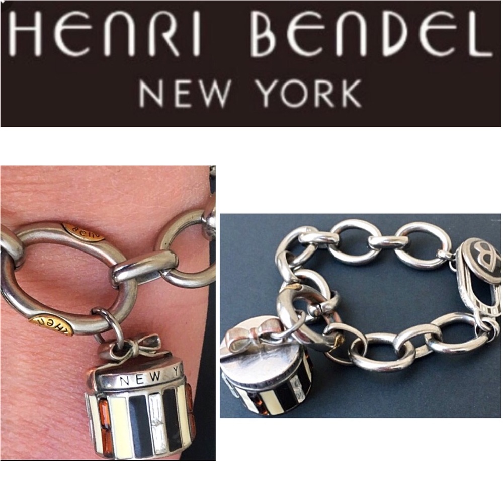 HENRI BENDEL Rare Hatbox Chain Link Charm Bracelet